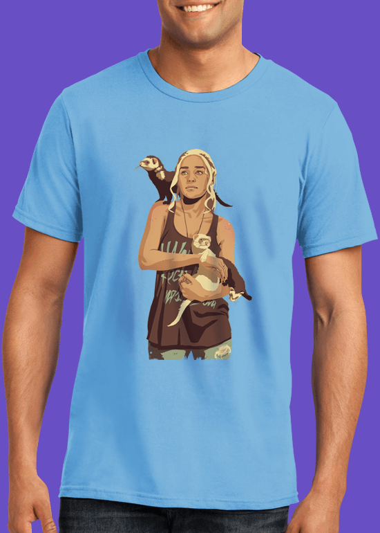 Mike Wrobel Shop 80/90s Thrones Danars Targrn T Shirt Man Light Blue Small Medium Large X-Large 2X-Large