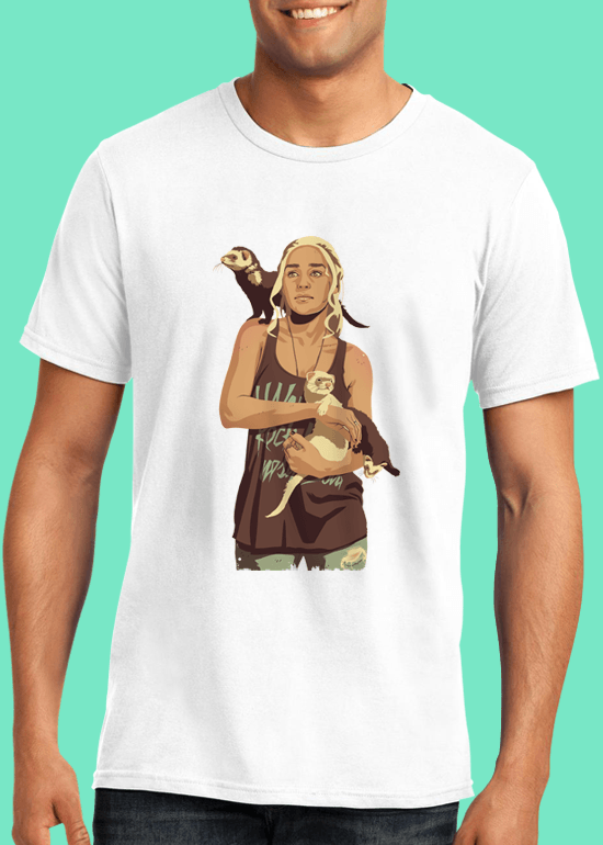 Mike Wrobel Shop 80/90s Thrones Danars Targrn T Shirt Man White Small Medium Large X-Large 2X-Large