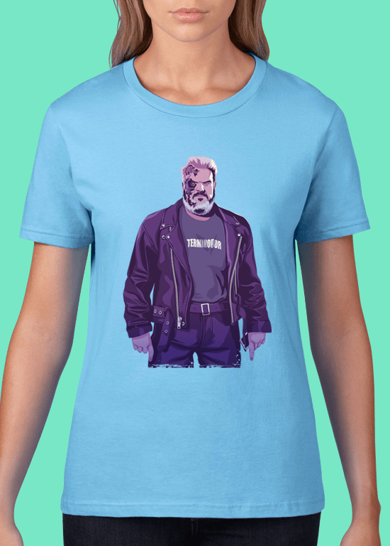 Mike Wrobel Shop 80/90s Thrones Hodr T Shirt Woman Light Blue Small Medium Large X-Large 2X-Large