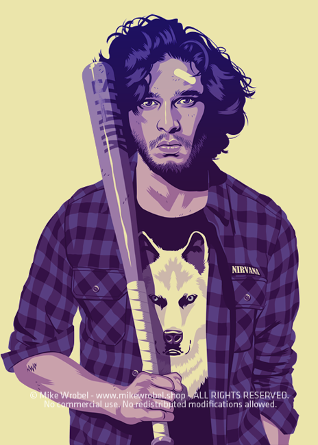 Mike Wrobel Shop 80/90s Thrones J. Snw Art Print medium-8.3x11.7 Artwork Wall Art Poster