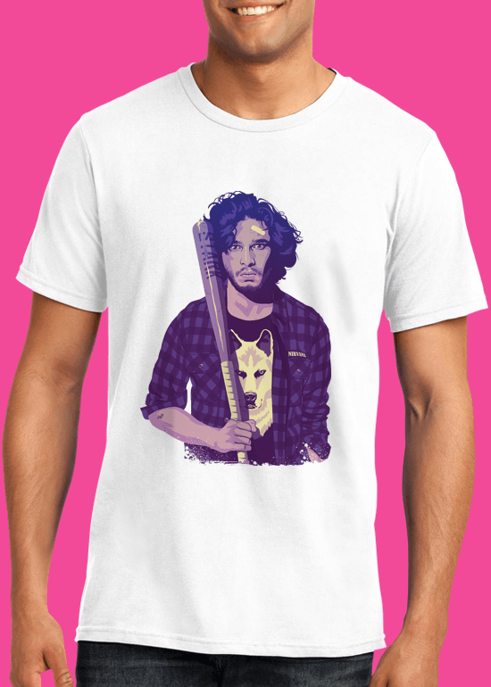 Mike Wrobel Shop 80/90s Thrones J. Snw T Shirt Man White Small Medium Large X-Large 2X-Large