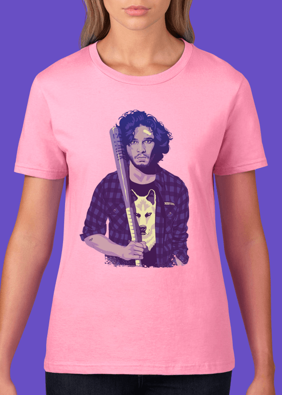 Mike Wrobel Shop 80/90s Thrones J. Snw T Shirt Woman Charity Pink Small Medium Large X-Large 2X-Large