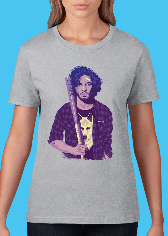 Mike Wrobel Shop 80/90s Thrones J. Snw T Shirt Woman Heather Grey Small Medium Large X-Large 2X-Large