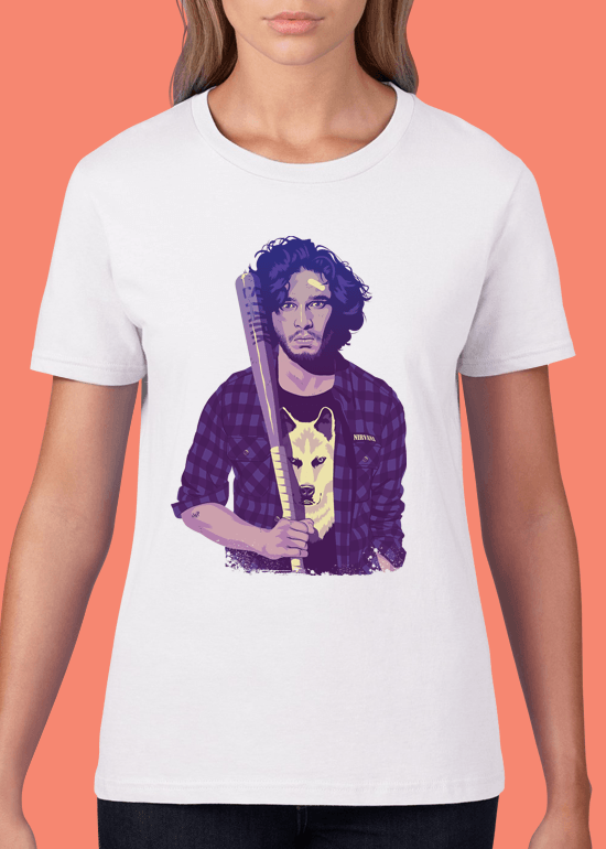 Mike Wrobel Shop 80/90s Thrones J. Snw T Shirt Woman White Small Medium Large X-Large 2X-Large