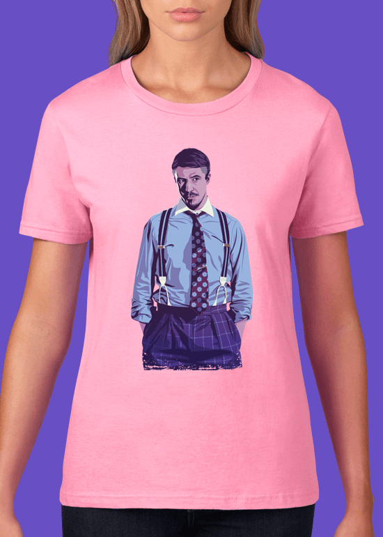 Mike Wrobel Shop 80/90s Thrones Littlefinger T Shirt Woman Charity Pink Small Medium Large X-Large 2X-Large