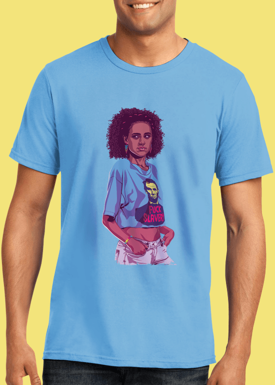 Mike Wrobel Shop 80/90s Thrones Missn T Shirt Man Light Blue Small Medium Large X-Large 2X-Large