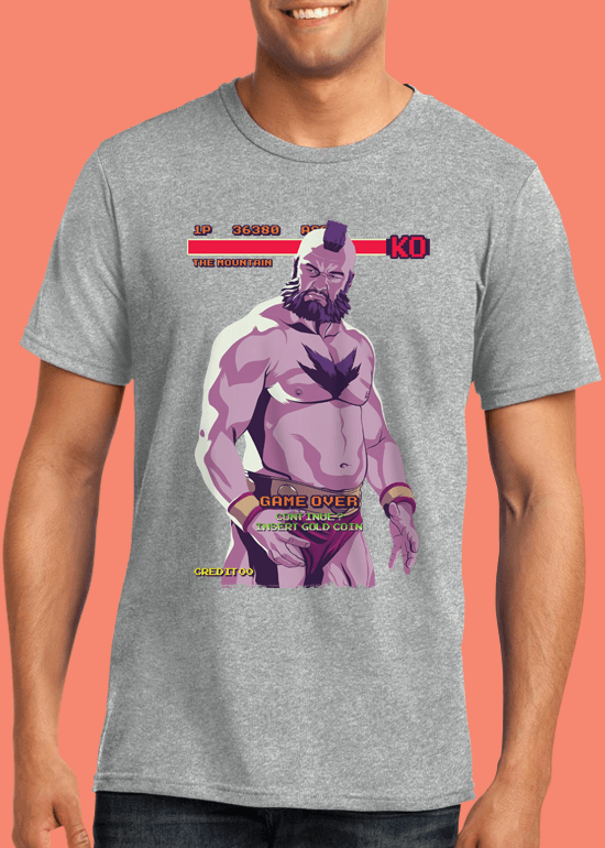 Mike Wrobel Shop 80/90s Thrones Mountain T Shirt Man Heather Grey Small Medium Large X-Large 2X-Large