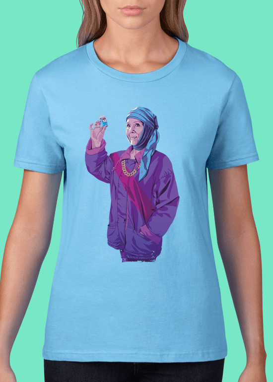 Mike Wrobel Shop 80/90s Thrones O. Tyrl T Shirt Woman Light Blue Small Medium Large X-Large 2X-Large