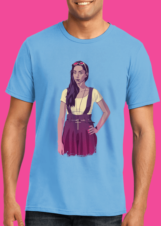 Mike Wrobel Shop 80/90s Thrones T. Strk T Shirt Man Light Blue Small Medium Large X-Large 2X-Large