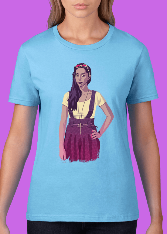 Mike Wrobel Shop 80/90s Thrones T. Strk T Shirt Woman Light Blue Small Medium Large X-Large 2X-Large