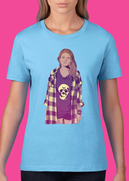 Mike Wrobel Shop 80/90s Thrones Ygrt T Shirt Woman Light Blue Small Medium Large X-Large 2X-Large