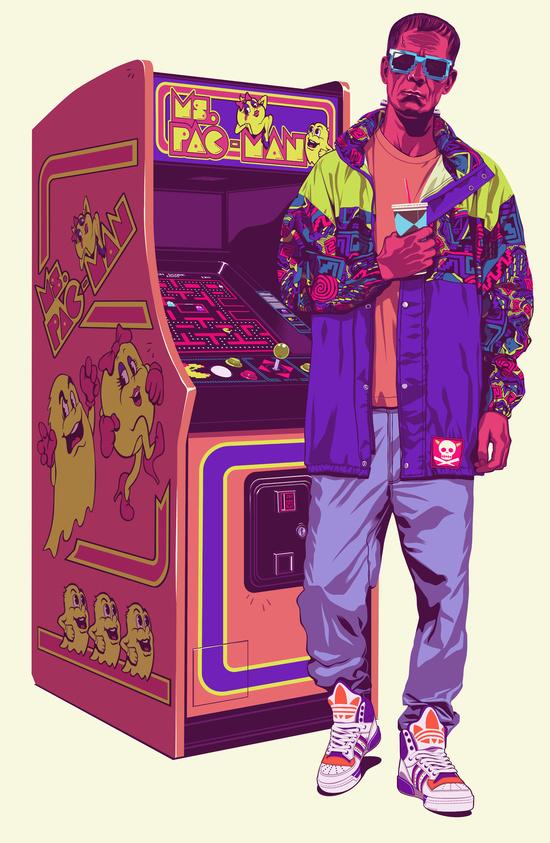 Mike Wrobel Shop Arcade Monster Art Print medium-14x20 Artwork Wall Art Poster