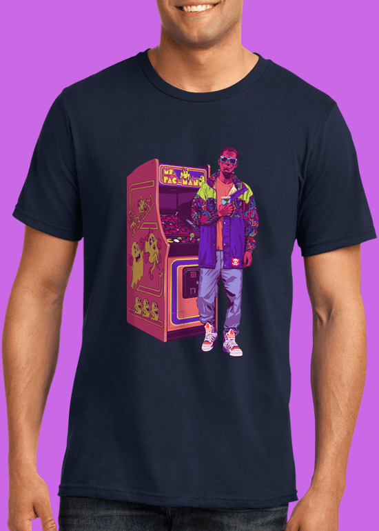 Mike Wrobel Shop Arcade Monster T Shirt Man Navy Blue Small Medium Large X-Large 2X-Large