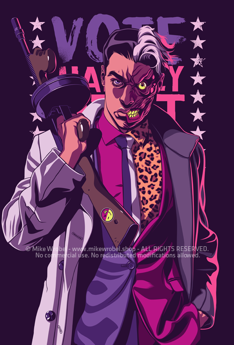 Mike Wrobel Shop Batman series: Twoface Limited Edition Art Print medium-14x20 Artwork Wall Art Poster