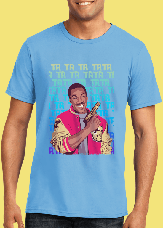Mike Wrobel Shop Beverly Hills Cop T Shirt Man Light Blue Small Medium Large X-Large 2X-Large