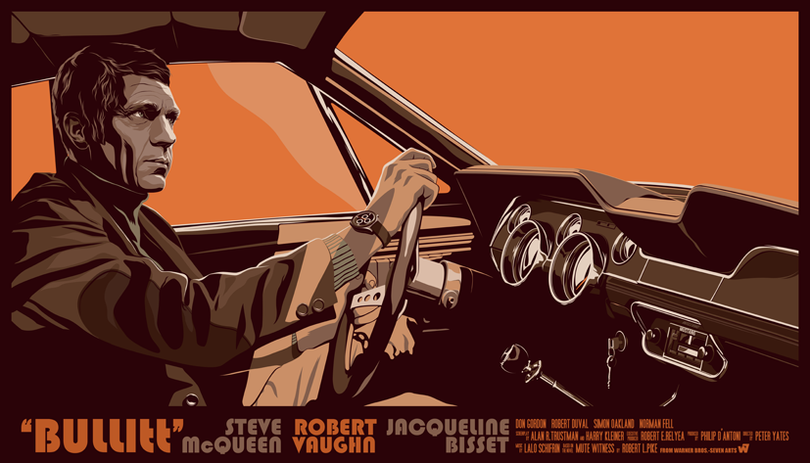 Mike Wrobel Shop Bullitt (Orange) Art Print medium-12x20 Artwork Wall Art Poster