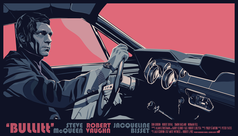 Mike Wrobel Shop Bullitt (Pink) Art Print medium-10.8x18.8 Artwork Wall Art Poster