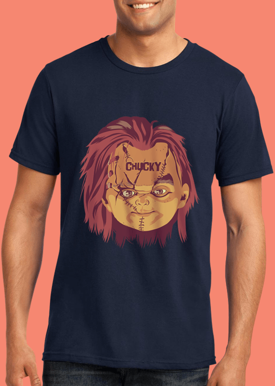 Mike Wrobel Shop Chucky T Shirt Man Navy Blue Small Medium Large X-Large 2X-Large