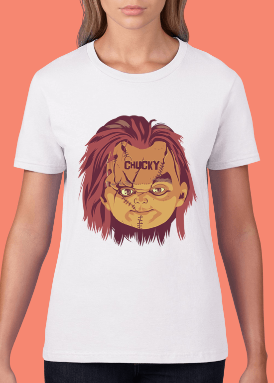 Mike Wrobel Shop Chucky T Shirt Woman White Small Medium Large X-Large 2X-Large