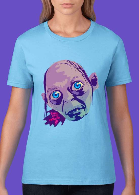 Mike Wrobel Shop Gollum T Shirt Woman Light Blue Small Medium Large X-Large 2X-Large