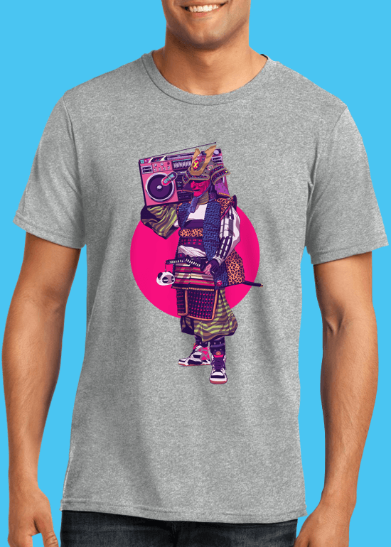 Mike Wrobel Shop HipHop Samurai T Shirt Man Heather Grey Small Medium Large X-Large 2X-Large
