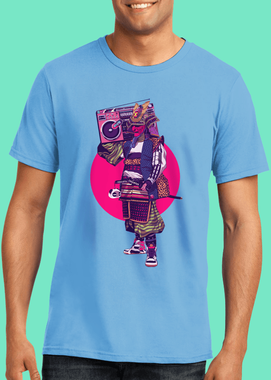 Mike Wrobel Shop HipHop Samurai T Shirt Man Light Blue Small Medium Large X-Large 2X-Large