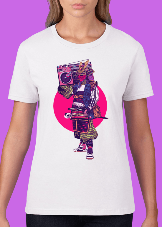 Mike Wrobel Shop HipHop Samurai T Shirt Woman White Small Medium Large X-Large 2X-Large