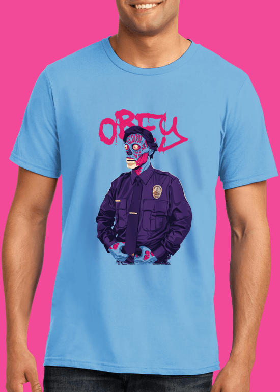Mike Wrobel Shop Obey T Shirt Man Light Blue Small Medium Large X-Large 2X-Large