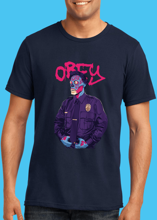 Mike Wrobel Shop Obey T Shirt Man Navy Blue Small Medium Large X-Large 2X-Large