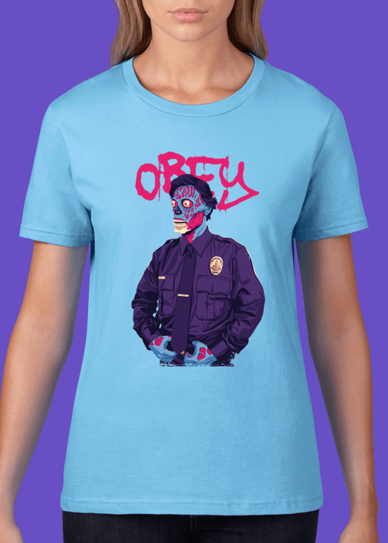 Mike Wrobel Shop Obey T Shirt Woman Light Blue Small Medium Large X-Large 2X-Large