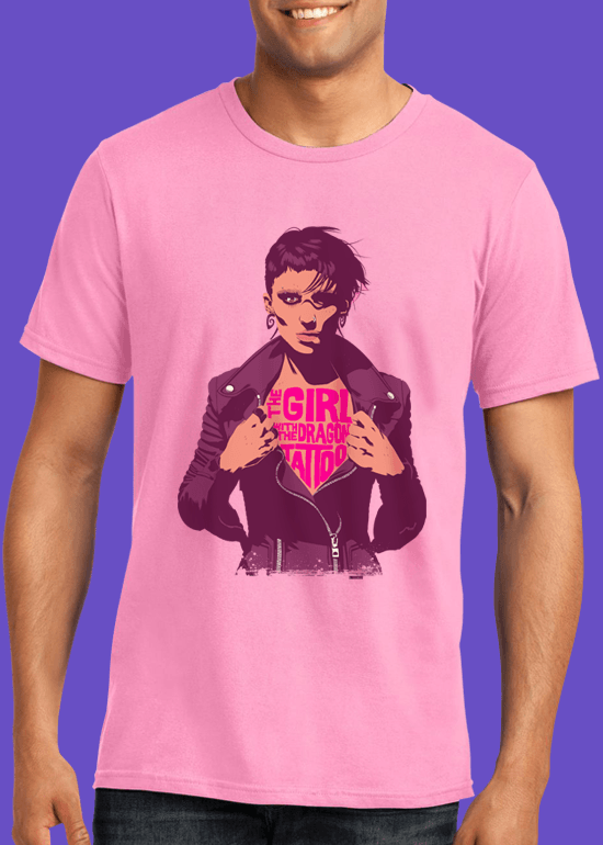 Mike Wrobel Shop The Girl with the Dragon Tattoo T Shirt Man Charity Pink Small Medium Large X-Large 2X-Large