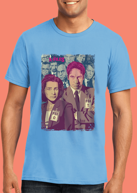 Mike Wrobel Shop The X-Files T Shirt Man Light Blue Small Medium Large X-Large 2X-Large