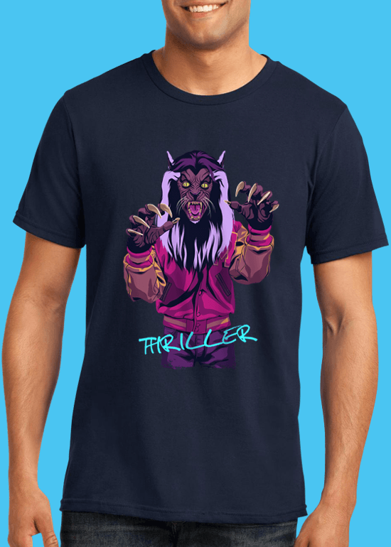 Mike Wrobel Shop Thriller Werewolf T Shirt Man Navy Blue Small Medium Large X-Large 2X-Large