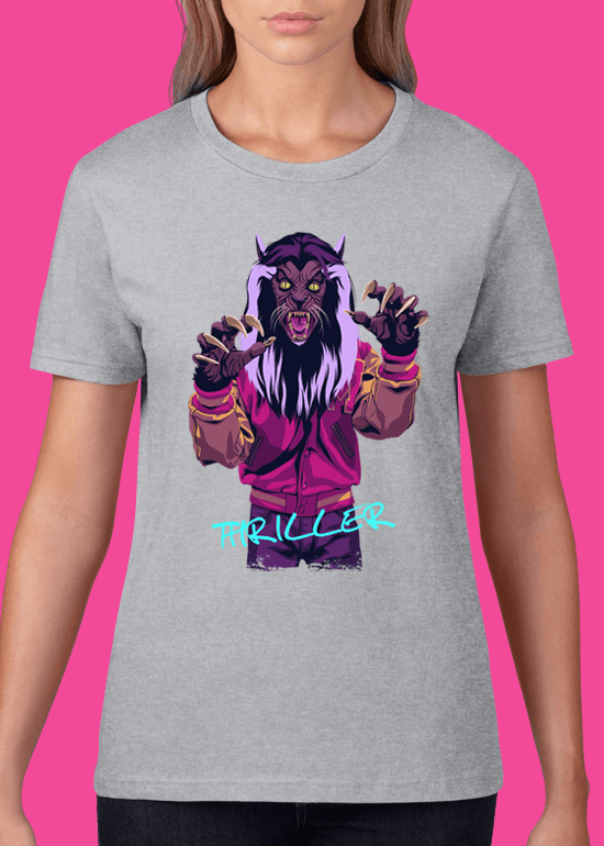 Mike Wrobel Shop Thriller Werewolf T Shirt Woman Heather Grey Small Medium Large X-Large 2X-Large
