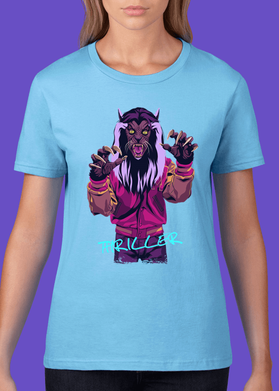 Mike Wrobel Shop Thriller Werewolf T Shirt Woman Light Blue Small Medium Large X-Large 2X-Large