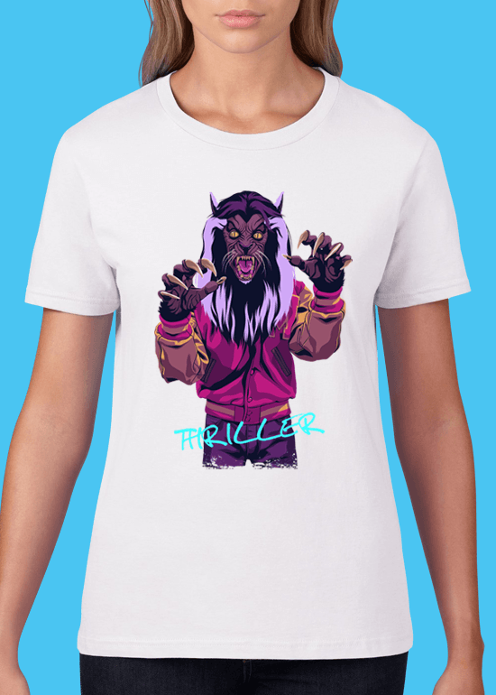 Mike Wrobel Shop Thriller Werewolf T Shirt Woman White Small Medium Large X-Large 2X-Large