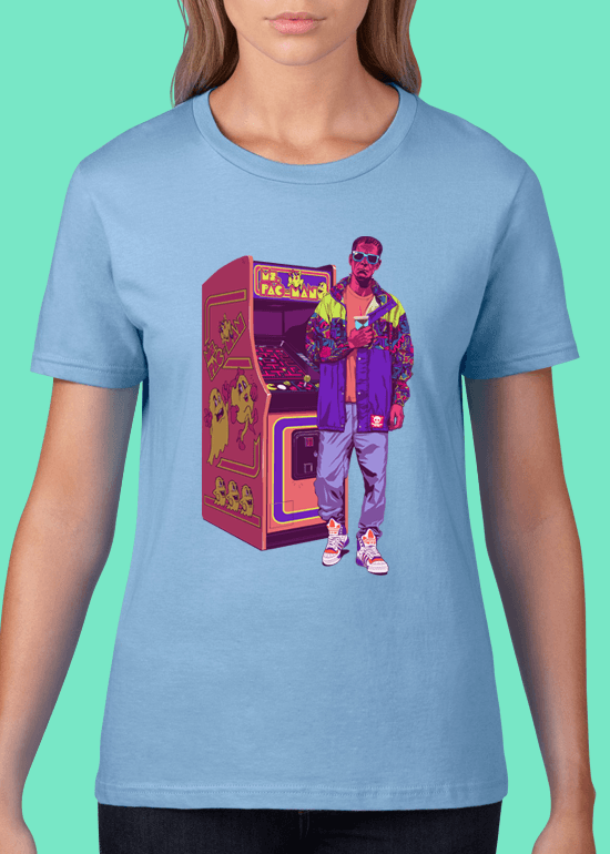 Mike Wrobel Shop Arcade Monster T Shirt Woman Light Blue Small Medium Large X-Large 2X-Large
