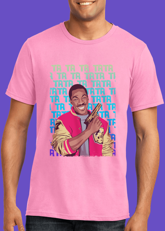 Mike Wrobel Shop Beverly Hills Cop T Shirt Man Charity Pink Small Medium Large X-Large 2X-Large