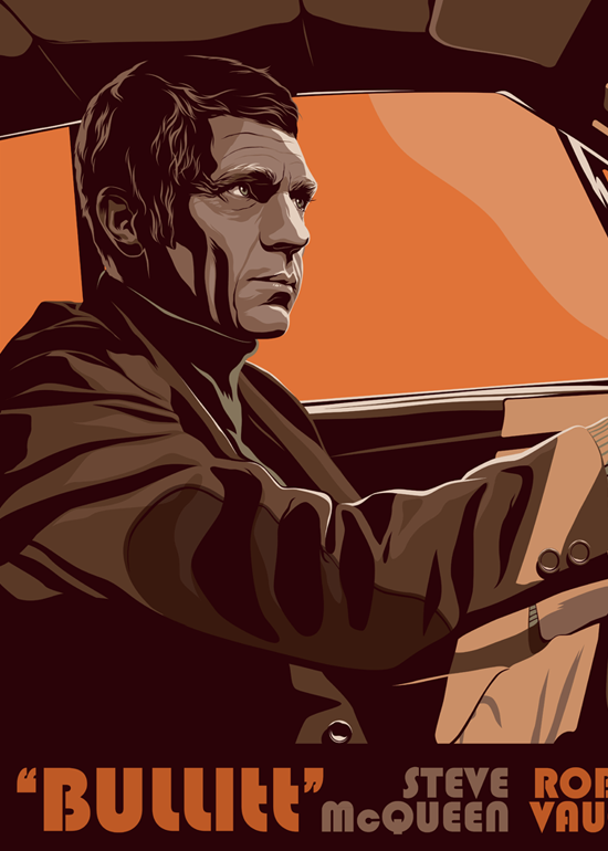 Mike Wrobel Shop Bullitt (Orange) Art Print medium-12x20 Artwork Wall Art Poster