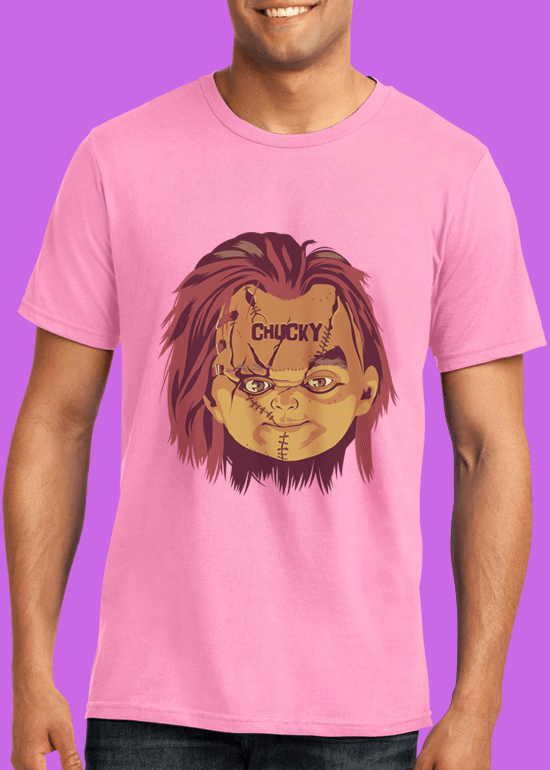 Mike Wrobel Shop Chucky T Shirt Man Charity Pink Small Medium Large X-Large 2X-Large