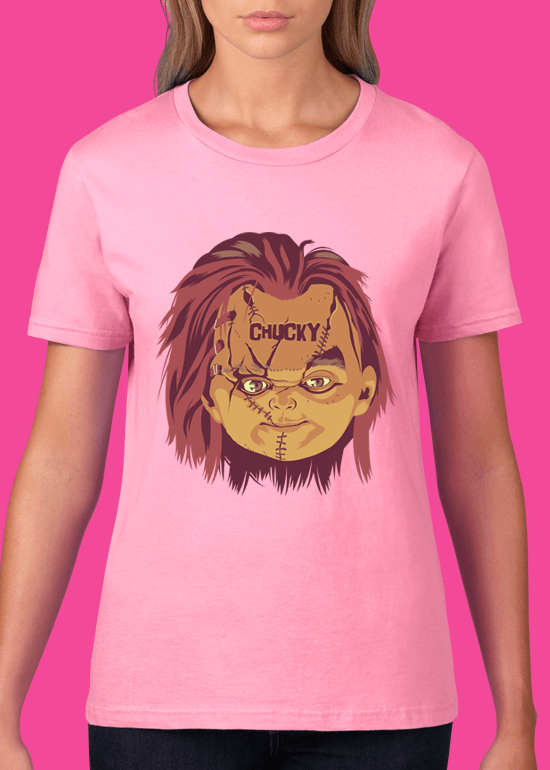 Mike Wrobel Shop Chucky T Shirt Woman Charity Pink Small Medium Large X-Large 2X-Large