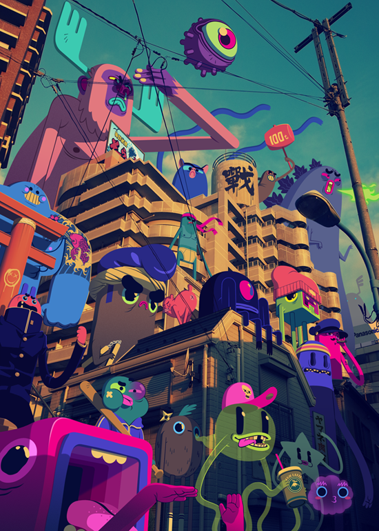 Mike Wrobel Shop Fujiland Rumble Art Print medium-14x18 Artwork Wall Art Poster