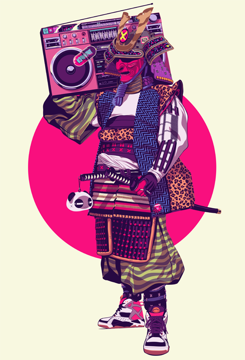 Mike Wrobel Shop HipHop Samurai Art Print medium-14x20 Artwork Wall Art Poster