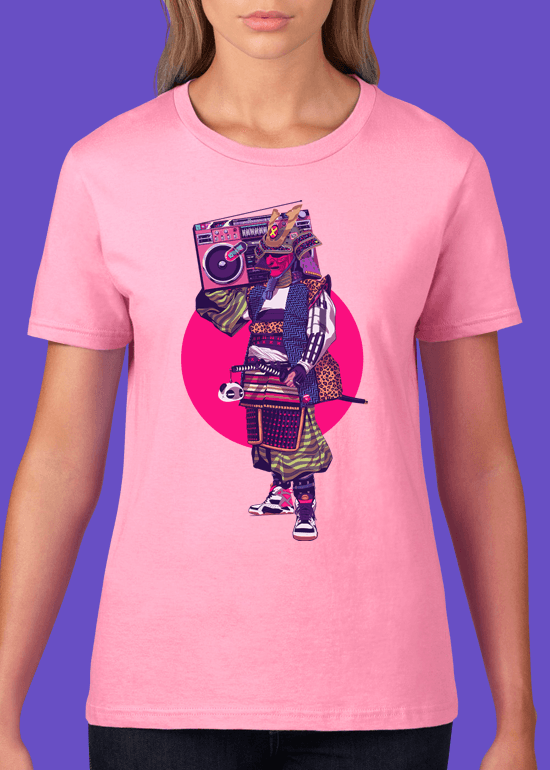 Mike Wrobel Shop HipHop Samurai T Shirt Woman Charity Pink Small Medium Large X-Large 2X-Large