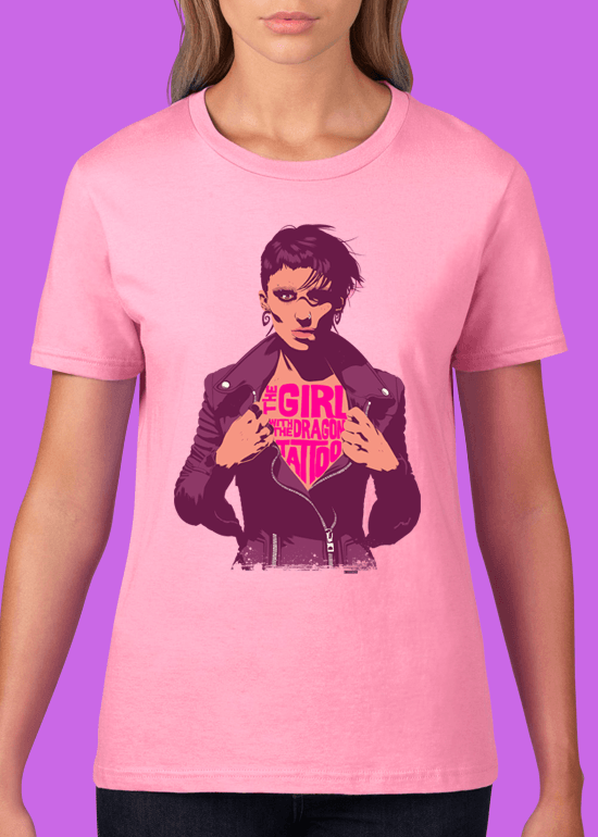 Mike Wrobel Shop The Girl with the Dragon Tattoo T Shirt Woman Charity Pink Small Medium Large X-Large 2X-Large