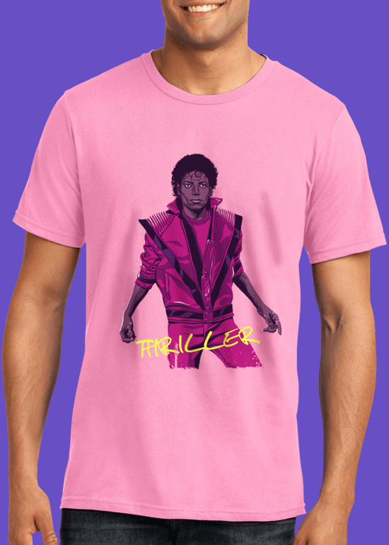 Mike Wrobel Shop Thriller Michael Jackson T Shirt Man Charity Pink Small Medium Large X-Large 2X-Large