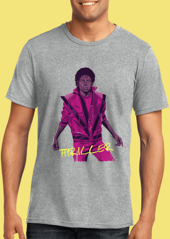 Mike Wrobel Shop Thriller Michael Jackson T Shirt Man Heather Grey Small Medium Large X-Large 2X-Large