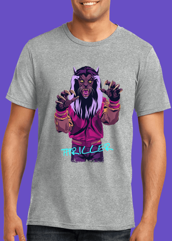 Mike Wrobel Shop Thriller Werewolf T Shirt Man Heather Grey Small Medium Large X-Large 2X-Large