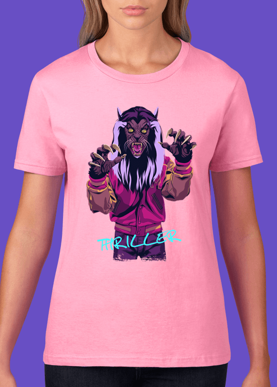 Mike Wrobel Shop Thriller Werewolf T Shirt Woman Charity Pink Small Medium Large X-Large 2X-Large